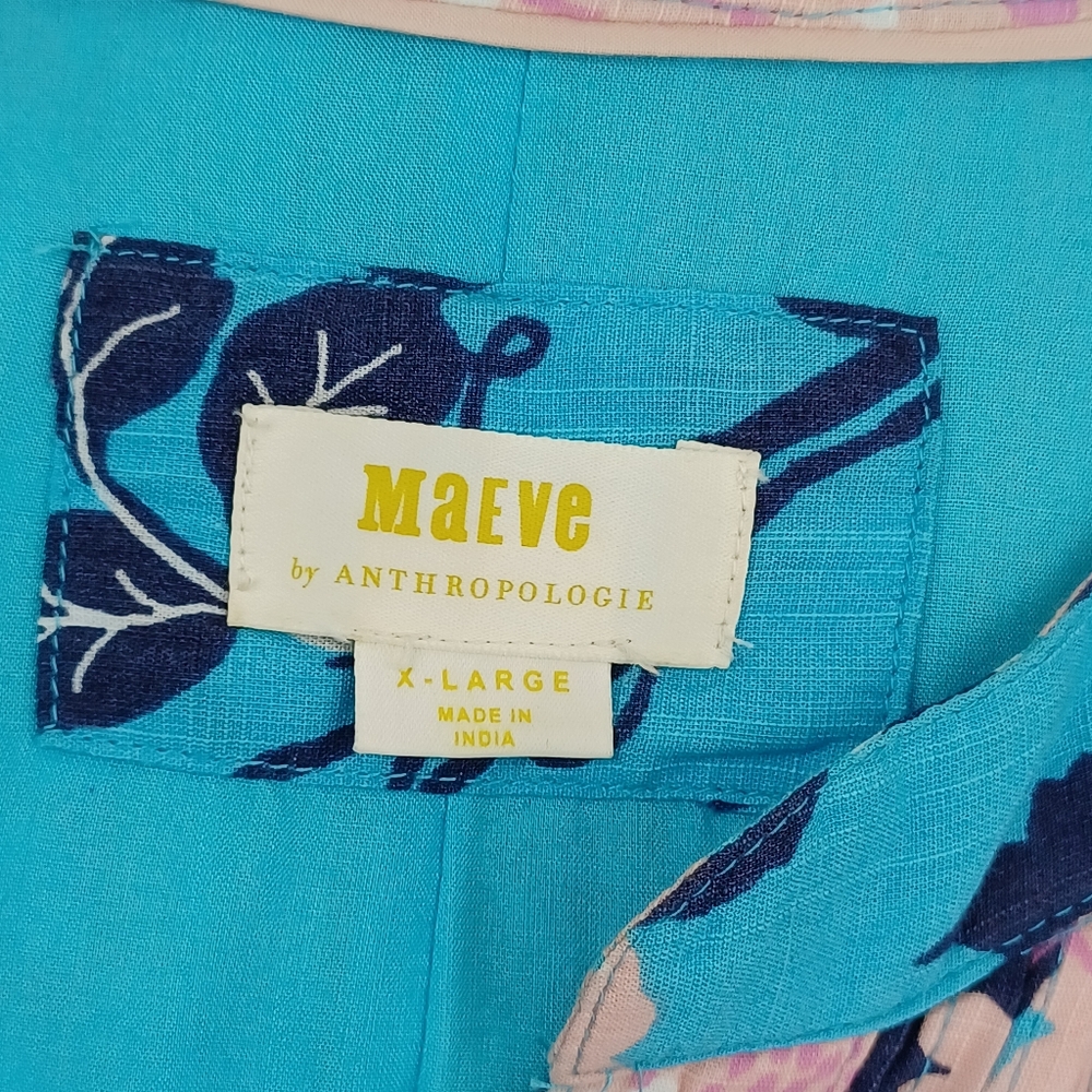 Anthropologie Maeve Cassandra Maxi Dress Size XL Women Feminine Pockets Buttons - Picture 9 of 15